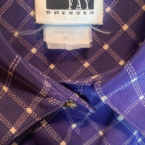Vintage Purple Checkered Leslie Fay Button-Up Dress - Picture 2 of 4